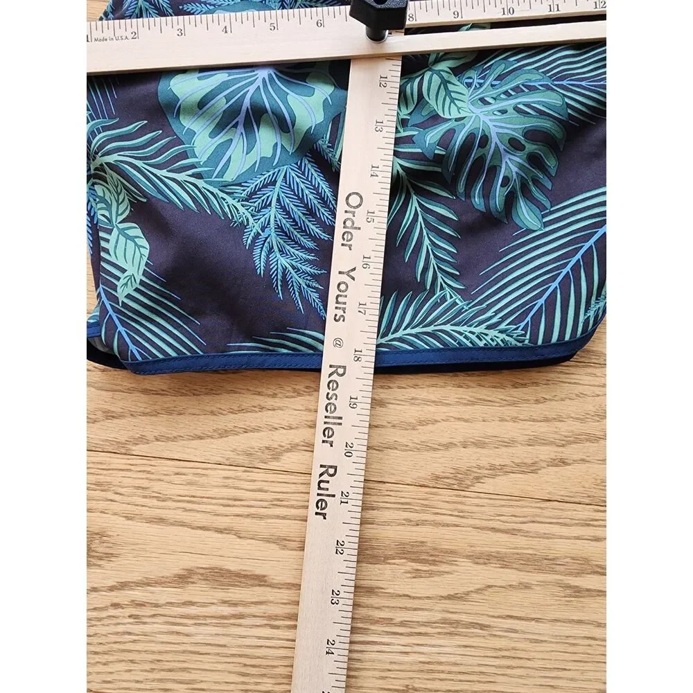 Fair Harbor Boys L  Anchor Leaf Print Water Repellent Swim Trunks Evergreen EUC